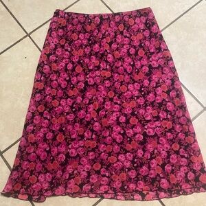 Floral Pink and Black Women's Skirt